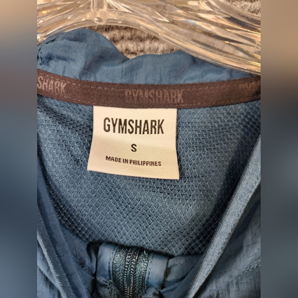 Gymshark Men's Windbreaker Jacket Size Small Teal Lime Green Hoodie Full Zip - Picture 9 of 16